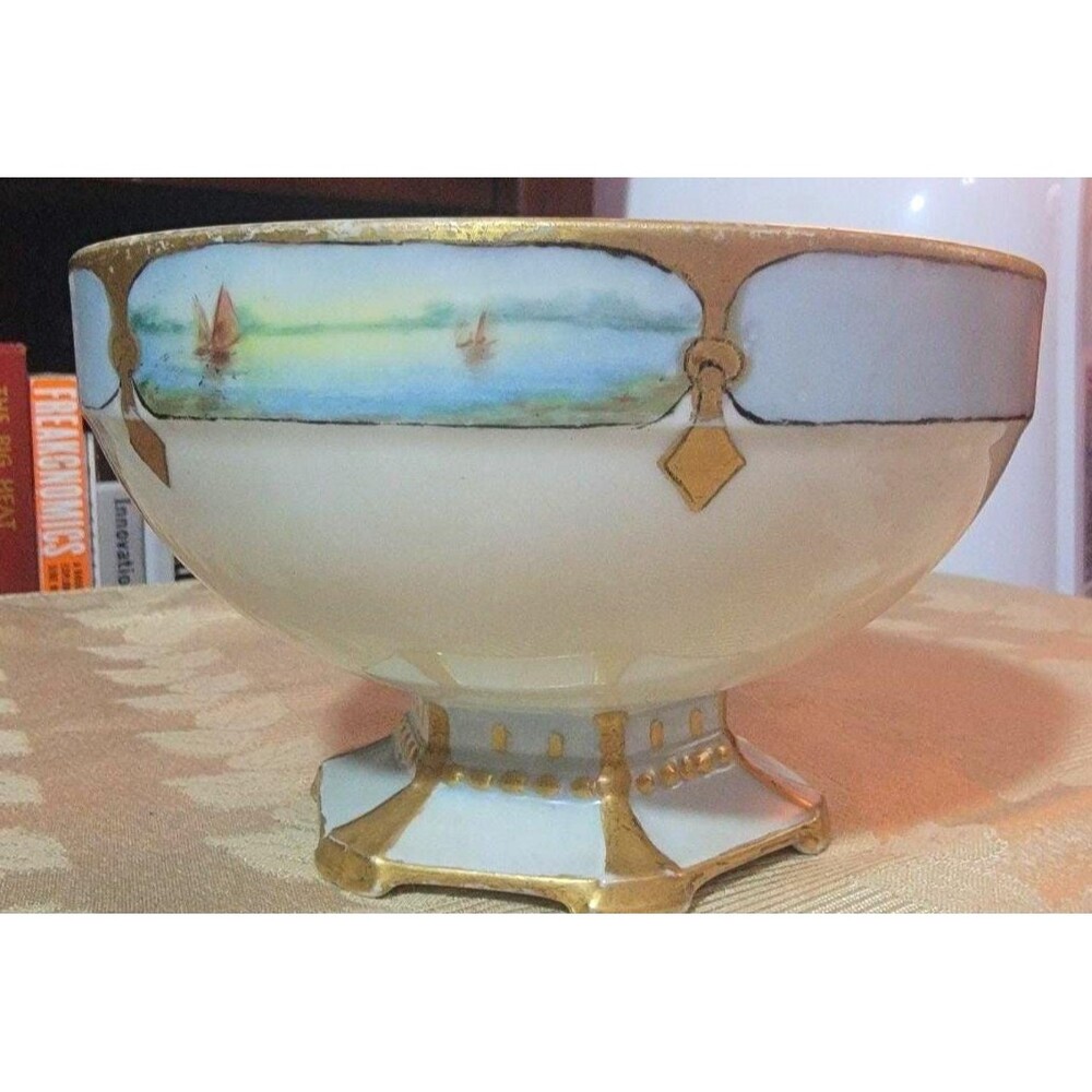 Antique Moritz Zdekauer MZ Altrohlau, Austria Fine Porcelain Pedestal Bowl artsy - Picture 3 of 16